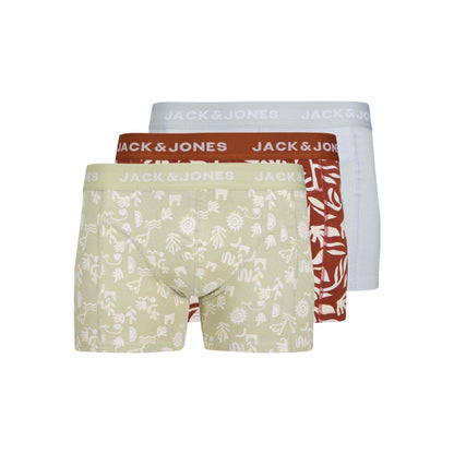 Desert Sage - Front - Jack And Jones Mens Leaves Fitted Boxer Briefs (Pack of 3)
