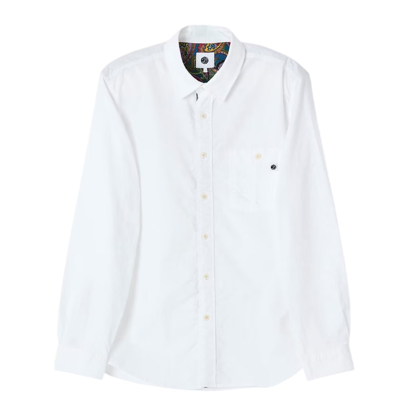 White - Front - Pretty Green Mens Paisley Lined Button-Down Shirt