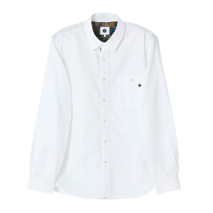 White - Front - Pretty Green Mens Paisley Lined Button-Down Shirt