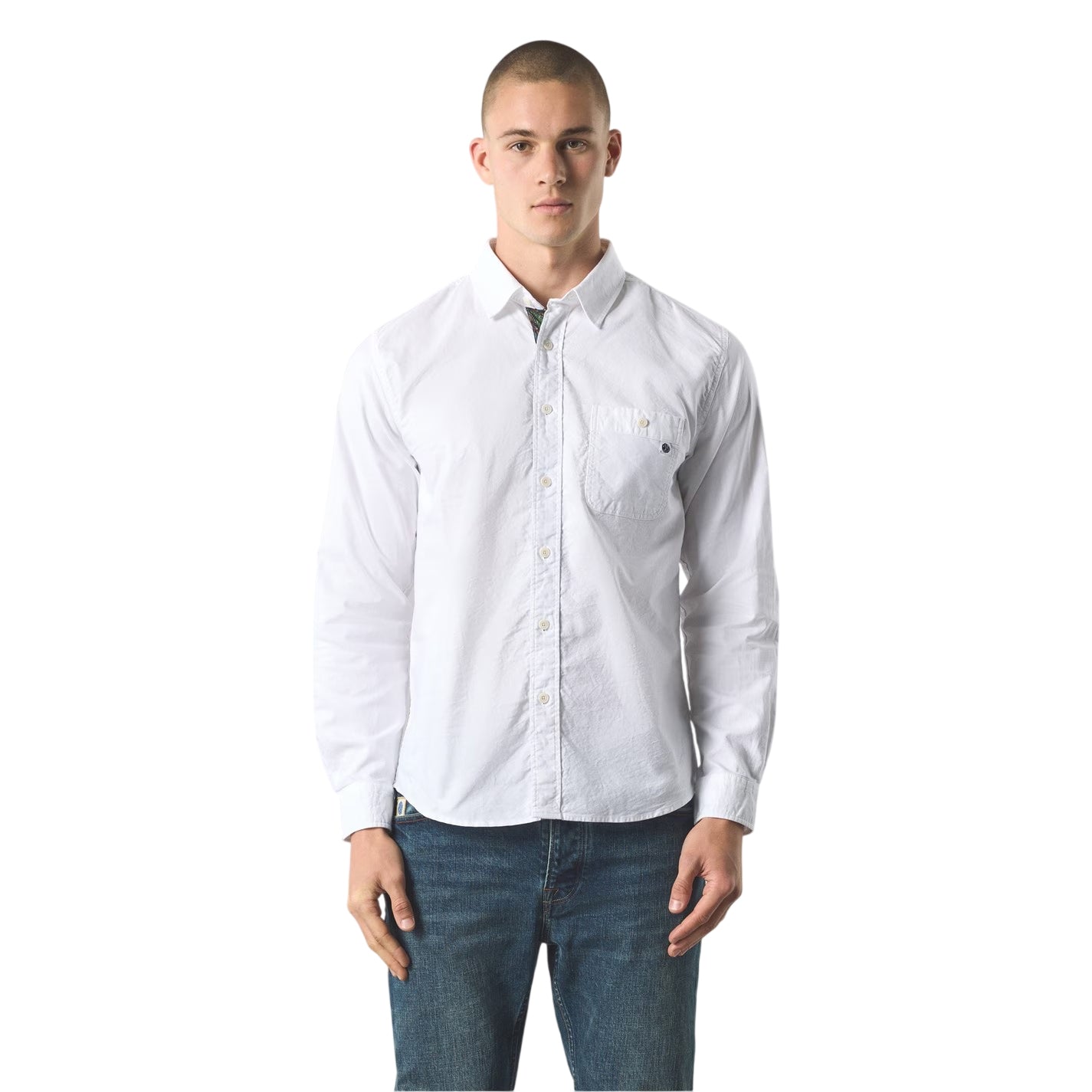 White - Side - Pretty Green Mens Paisley Lined Button-Down Shirt