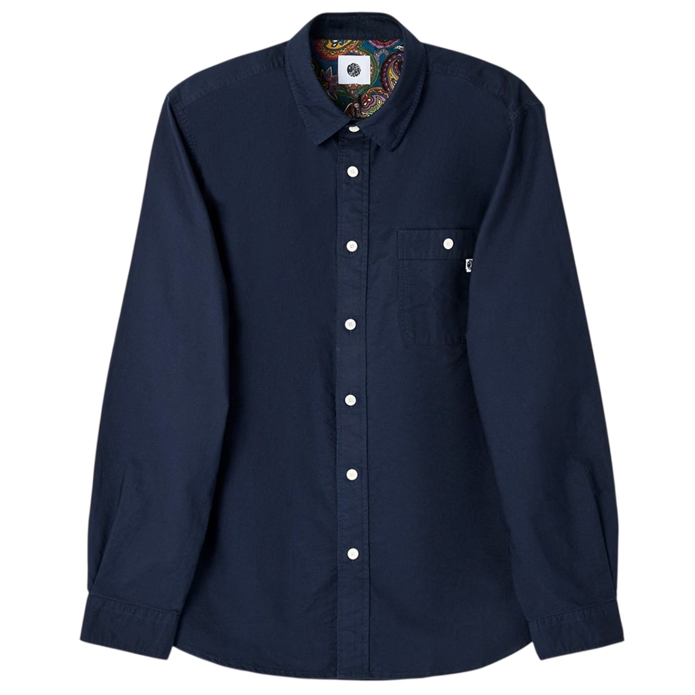 Navy - Front - Pretty Green Mens Paisley Lined Button-Down Shirt