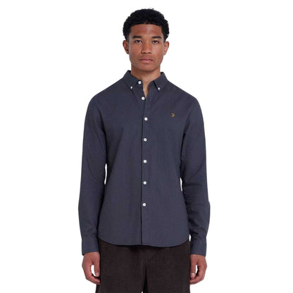 Charcoal - Side - Farah Mens Slim Long-Sleeved Button-Down Shirt