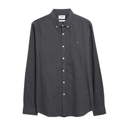 Charcoal - Front - Farah Mens Slim Long-Sleeved Button-Down Shirt