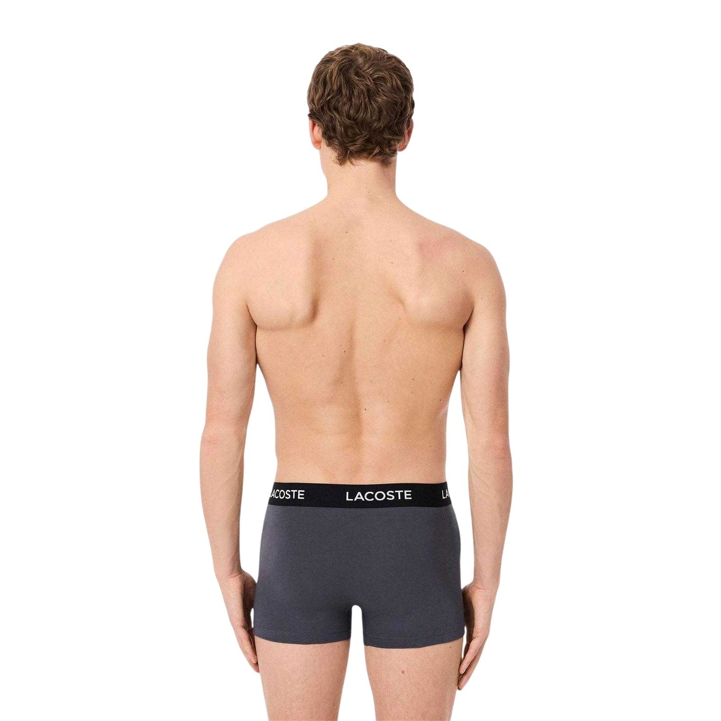 Grey - Side - Lacoste Mens Cotton Blend Boxer Shorts (Pack of 3)