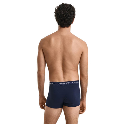 Blue - Side - Gant Mens Logo Cotton Blend Boxer Briefs (Pack of 3)