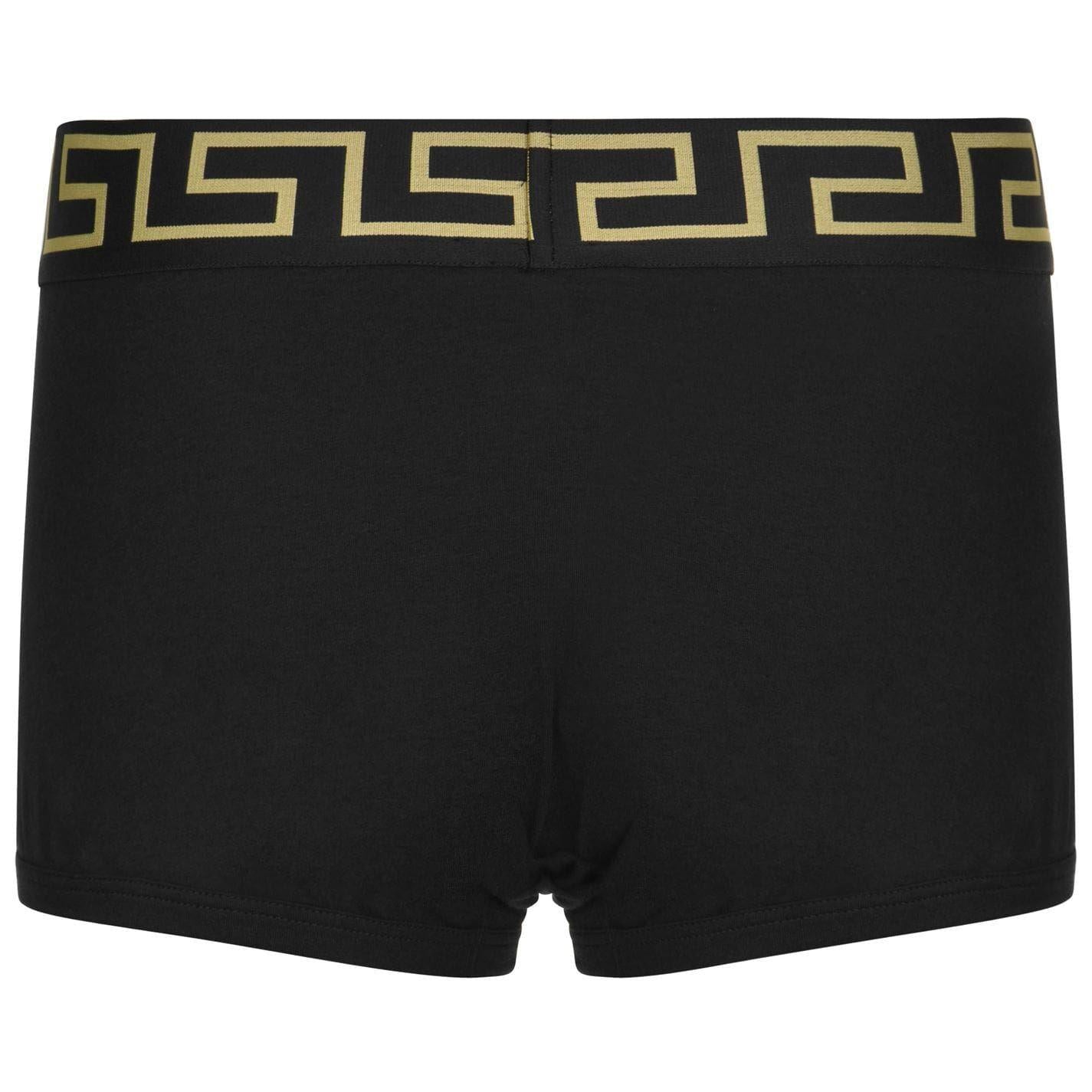 Black - Back - Versace Mens Iconic Cotton Blend Boxer Shorts