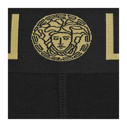 Black - Side - Versace Mens Iconic Cotton Blend Boxer Shorts