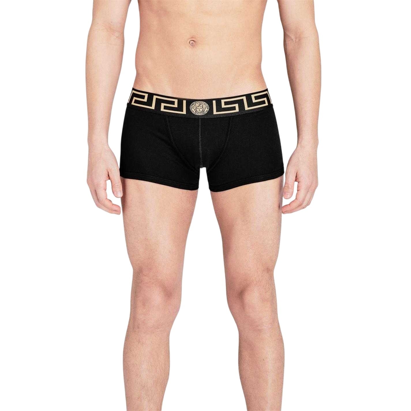 Black - Lifestyle - Versace Mens Iconic Cotton Blend Boxer Shorts