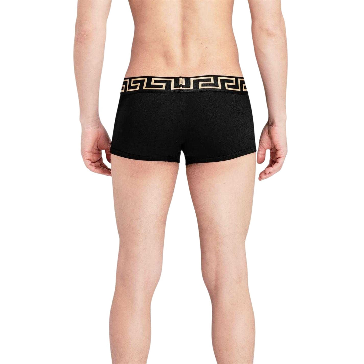 Black - Pack Shot - Versace Mens Iconic Cotton Blend Boxer Shorts