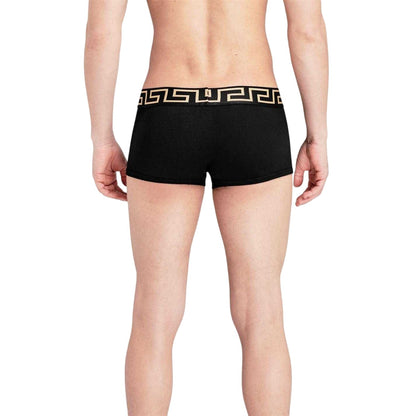 Black - Pack Shot - Versace Mens Iconic Cotton Blend Boxer Shorts
