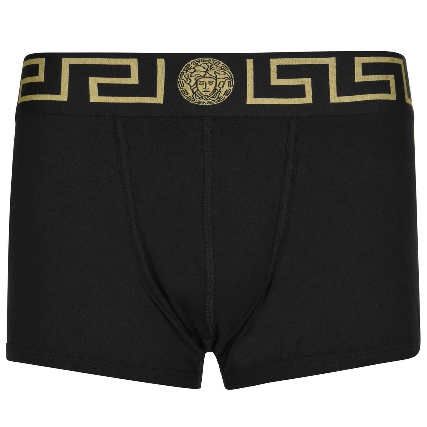 Black - Front - Versace Mens Iconic Cotton Blend Boxer Shorts