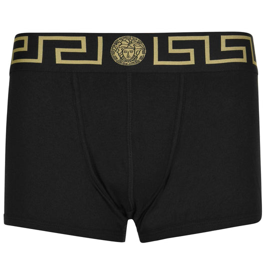 Black - Front - Versace Mens Iconic Cotton Blend Boxer Shorts