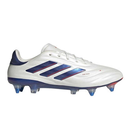 White-Blue - Front - Adidas Mens Elite Leather Soft Ground Football Boots