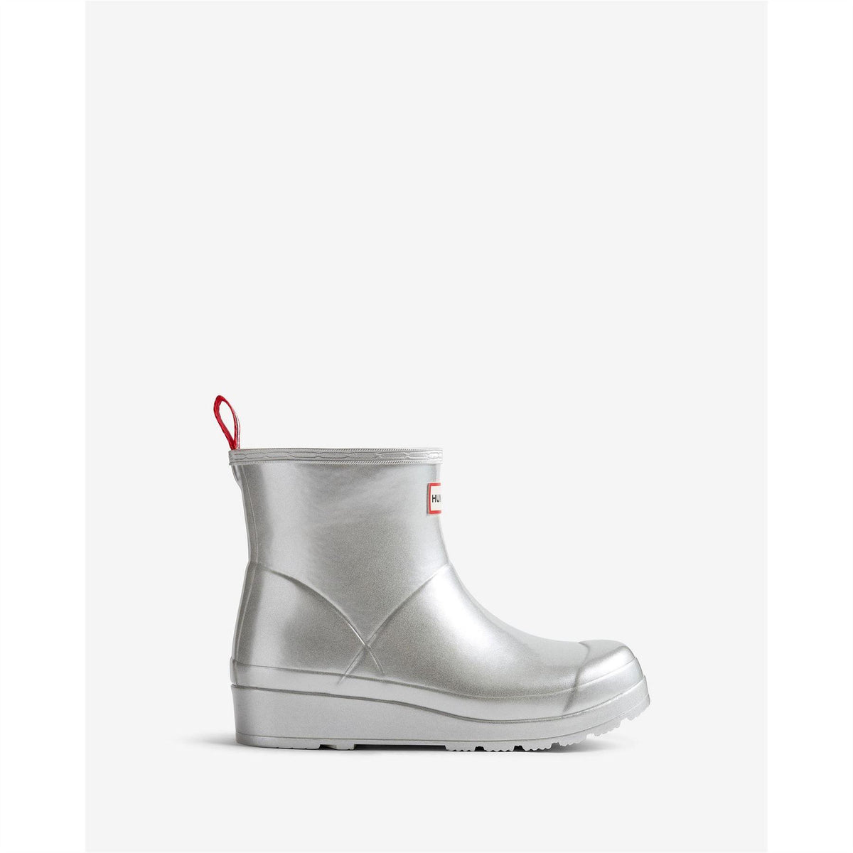 Metallic Silver - Front - Hunter Womens-Ladies Play Short Wellington Boots