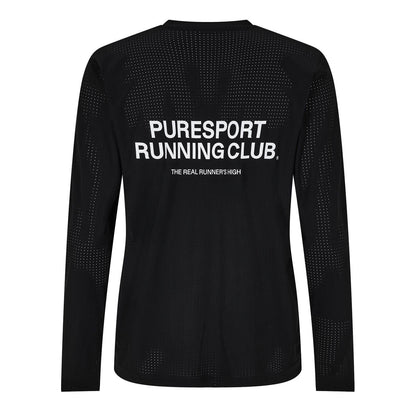 Black - Back - Puresport Mens Perforated Long-Sleeved Running T-Shirt