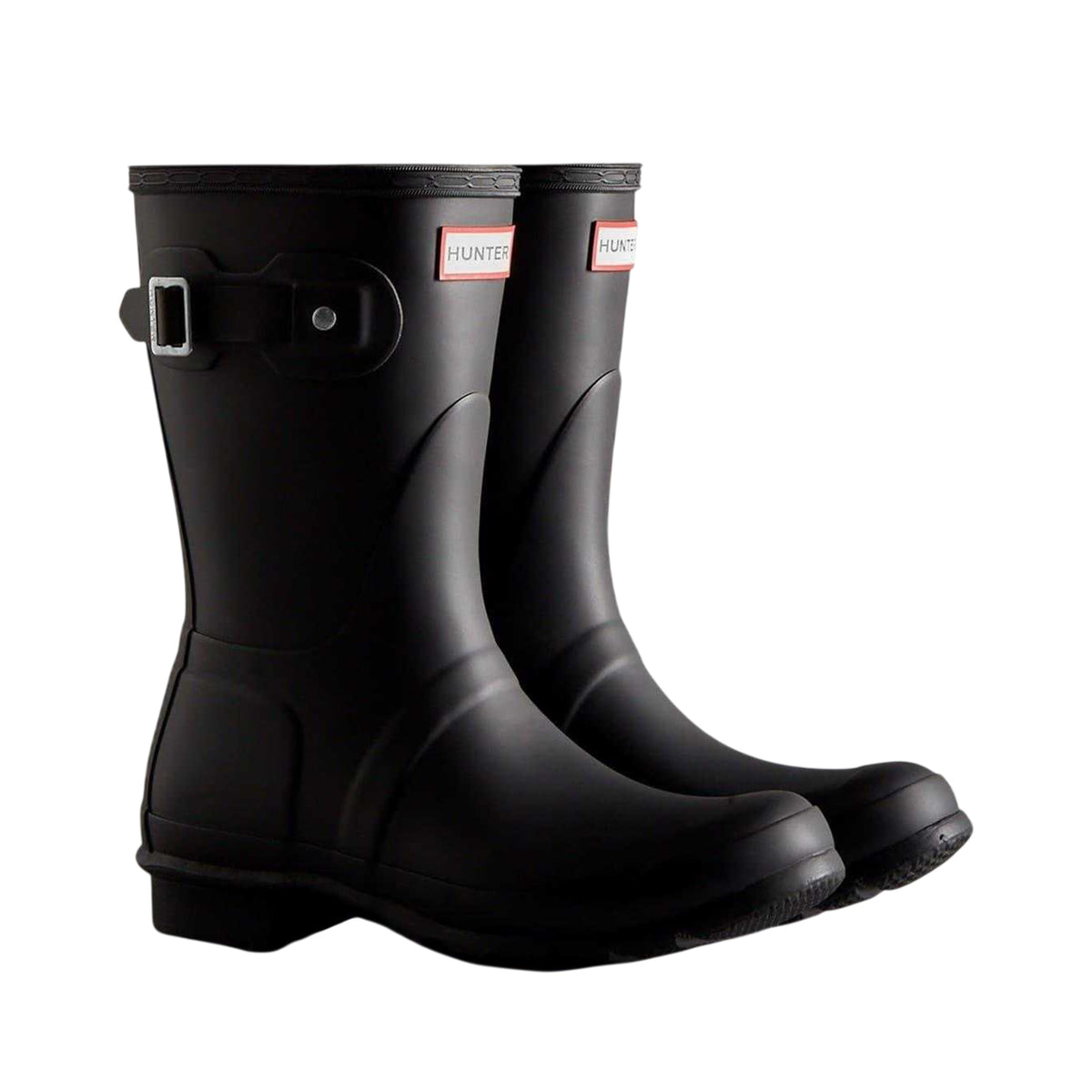 Black - Side - Hunter Womens-Ladies Original Logo Short Wellington Boots