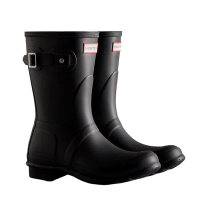 Black - Side - Hunter Womens-Ladies Original Logo Short Wellington Boots
