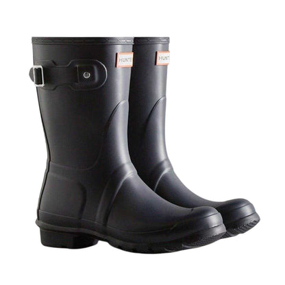 Navy - Side - Hunter Womens-Ladies Original Logo Short Wellington Boots