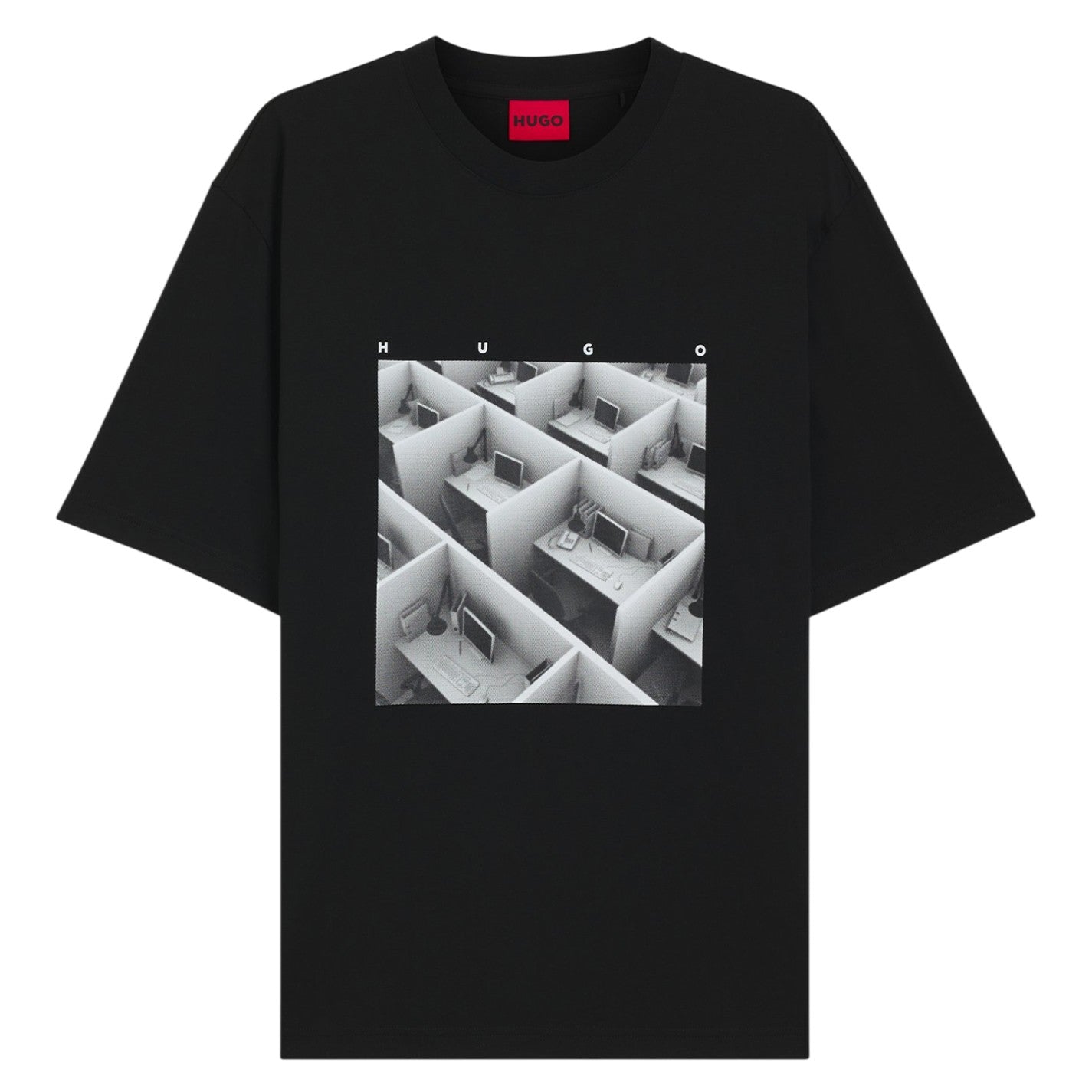 Black - Front - Hugo Mens Dodger Graphic T-Shirt