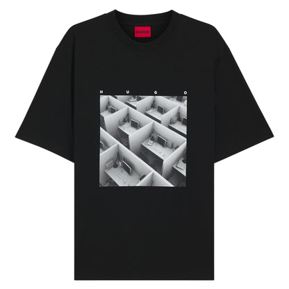 Black - Front - Hugo Mens Dodger Graphic T-Shirt