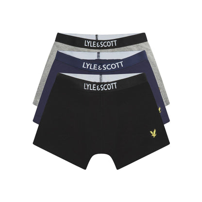 Black-Navy Marl Marl - Front - Lyle & Scott Boys Logo Briefs (Pack of 3)
