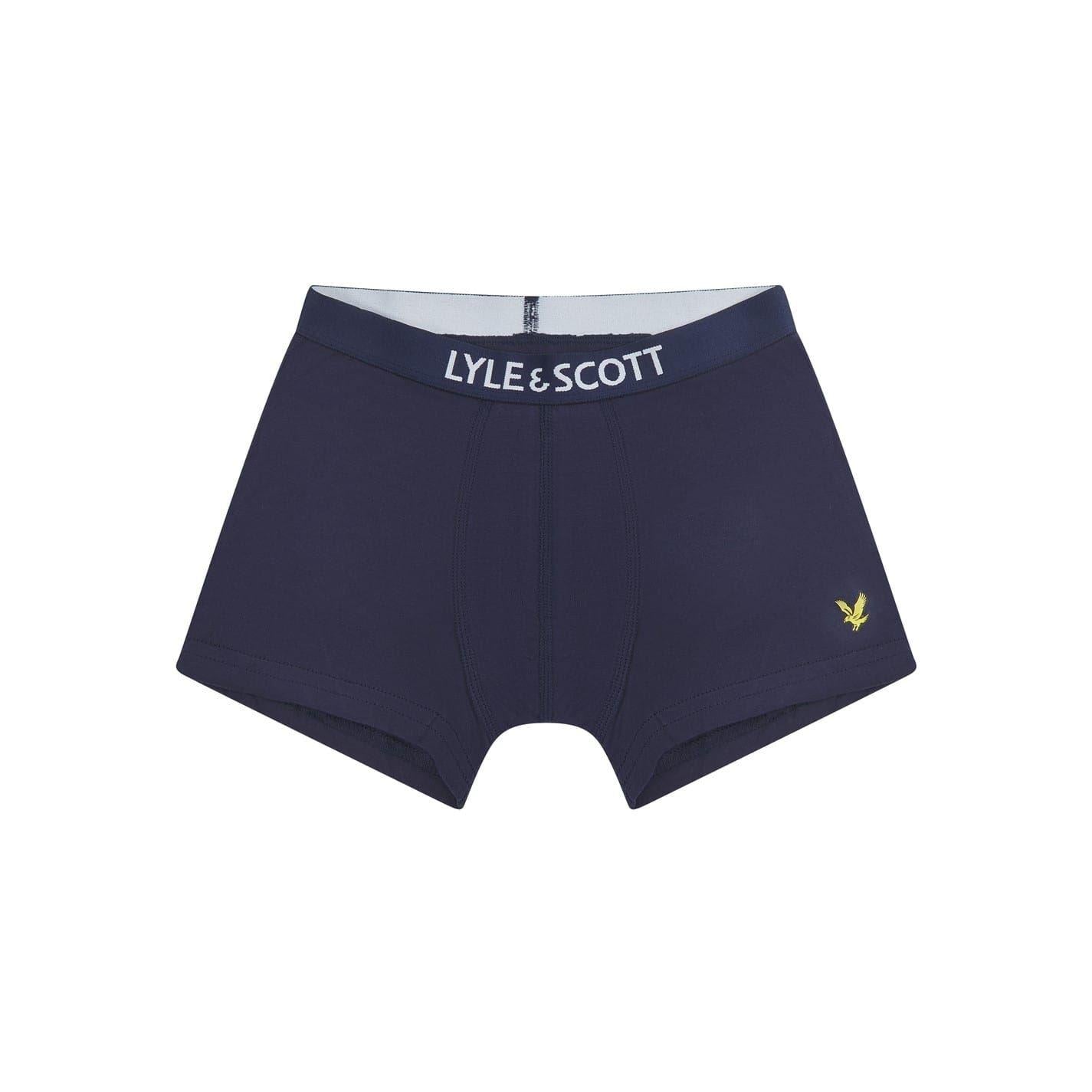 Black-Navy Marl Marl - Back - Lyle & Scott Boys Logo Briefs (Pack of 3)