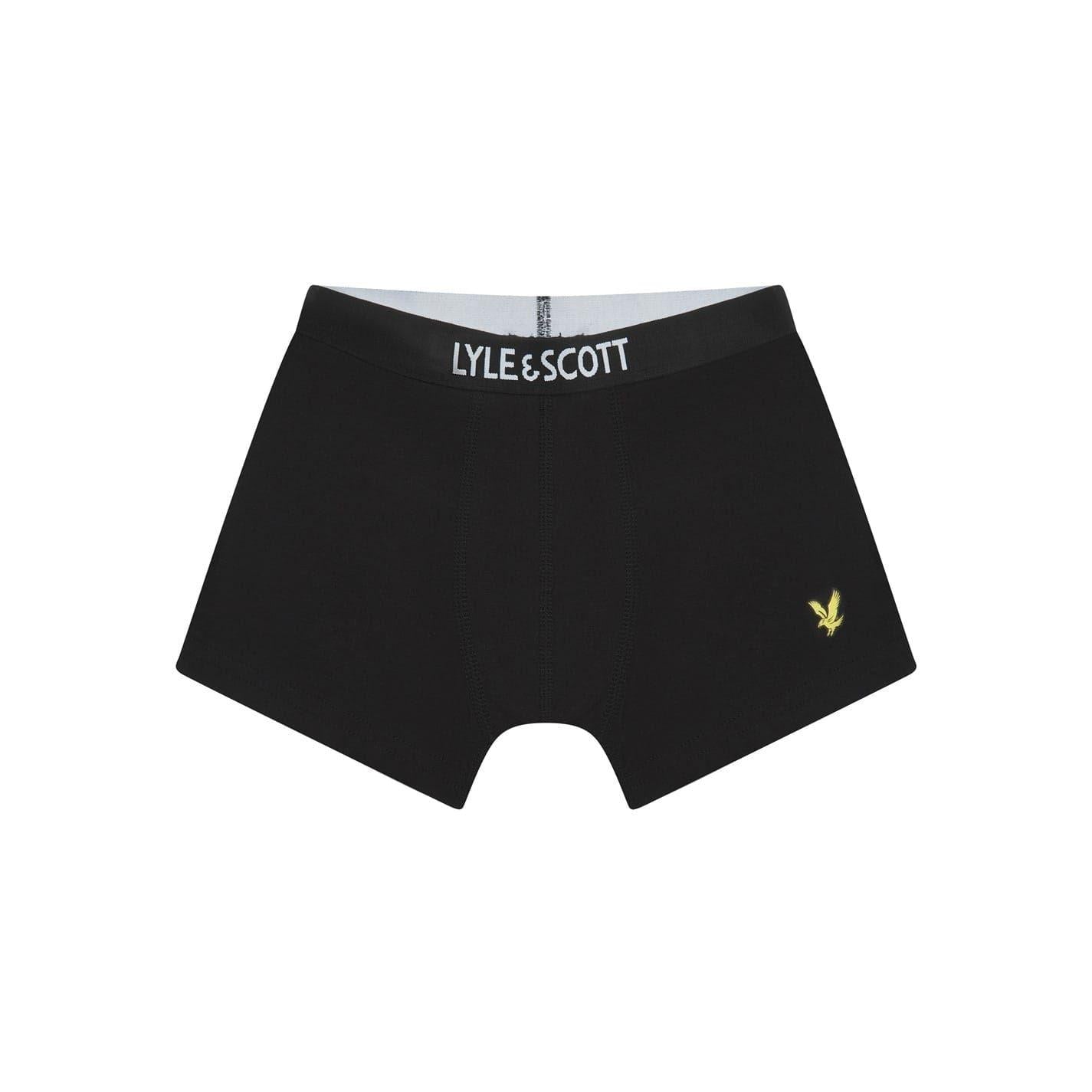 Black-Navy Marl Marl - Side - Lyle & Scott Boys Logo Briefs (Pack of 3)