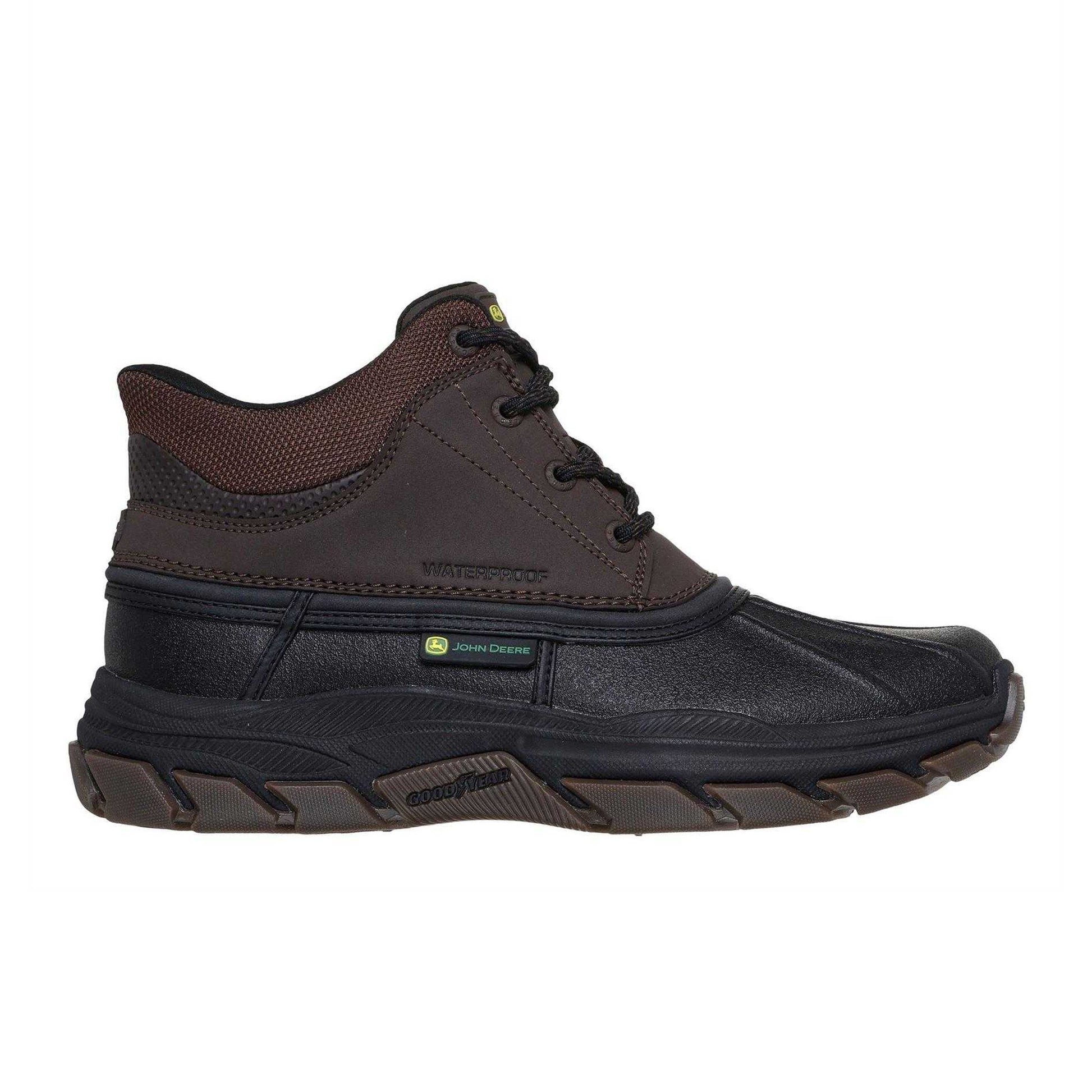 Chocolate-Black - Side - Skechers Mens Deere Waterproof Mid Cut Hiking Boots