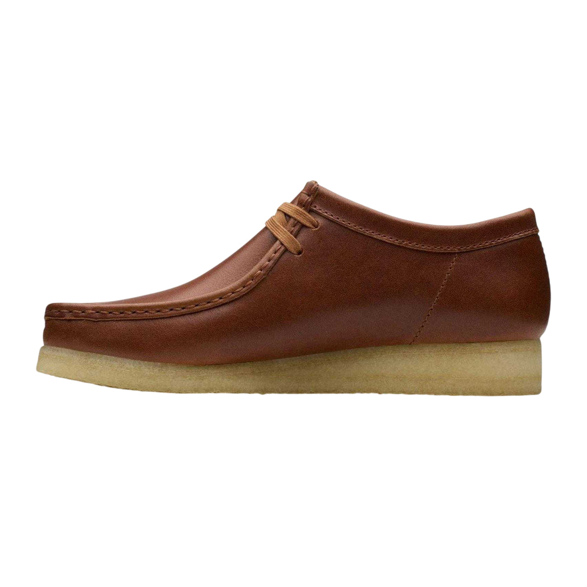 Tan - Side - Clarks Originals Mens Wallabee Leather Moc Toe Boat Shoes