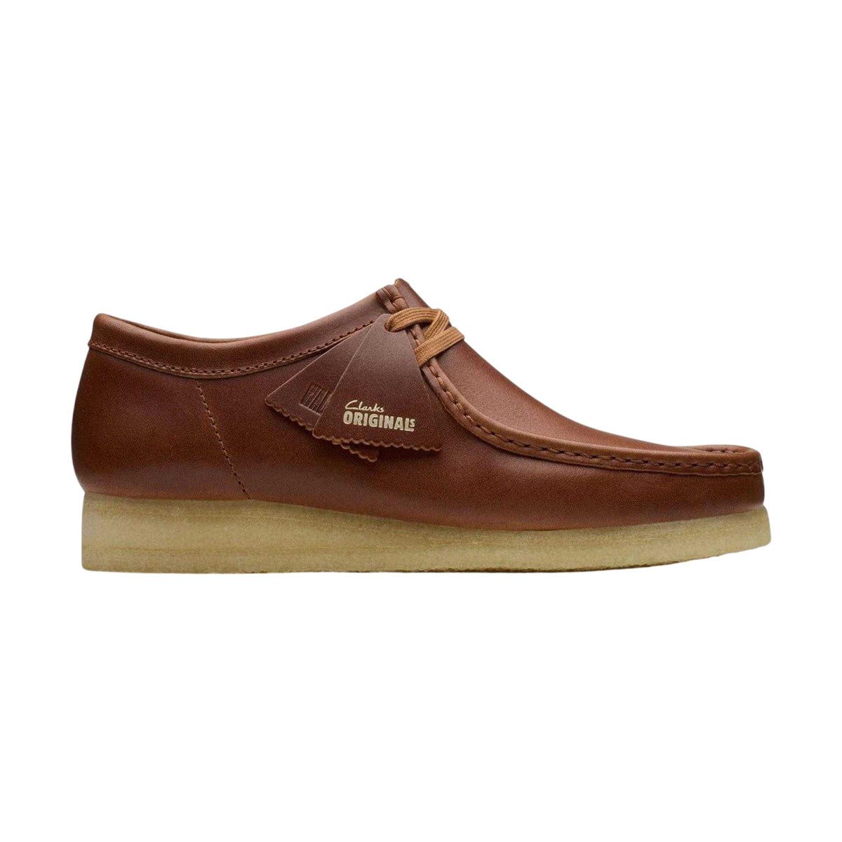 Tan - Front - Clarks Originals Mens Wallabee Leather Moc Toe Boat Shoes