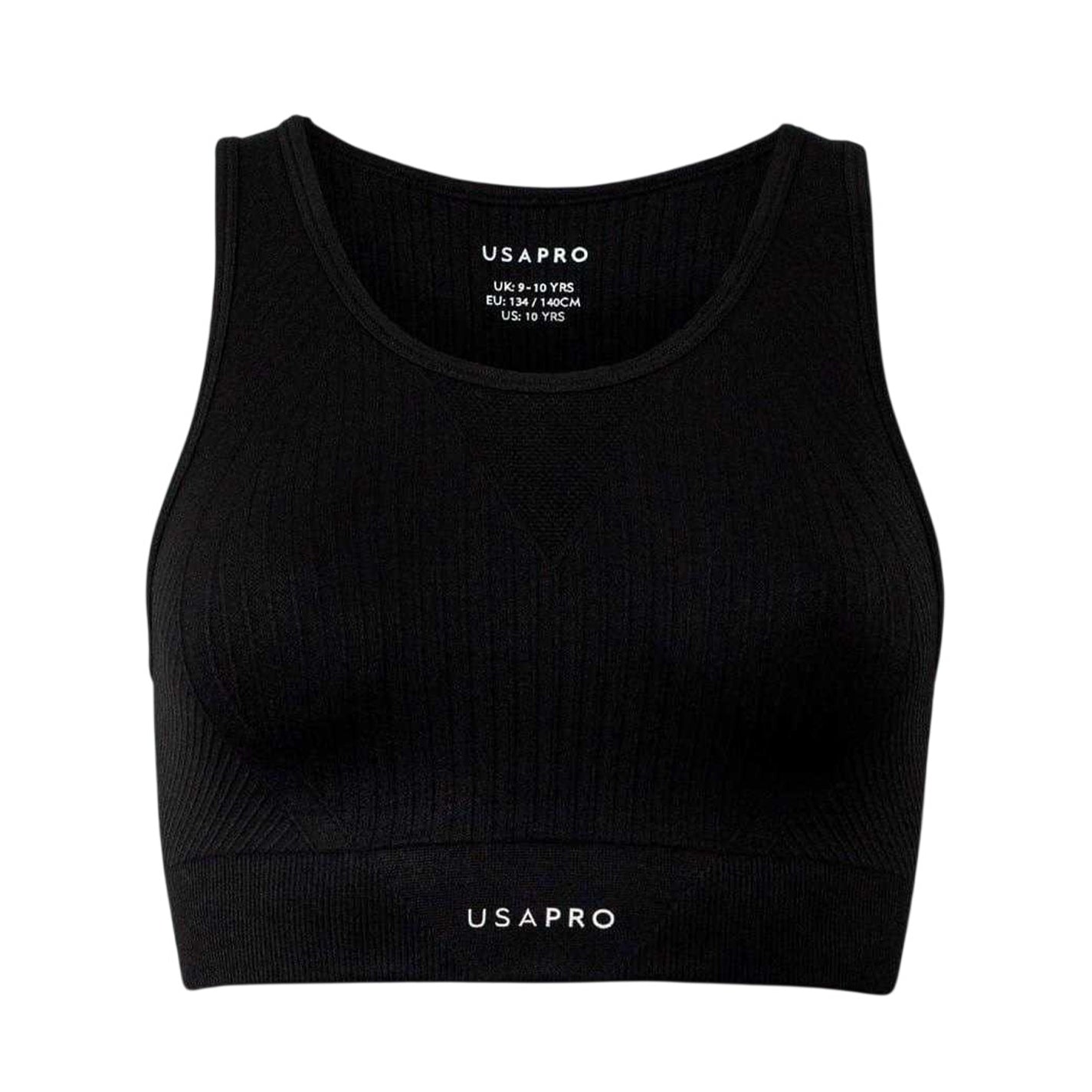 Black - Front - USA Girls Pro Seamless Crop Top
