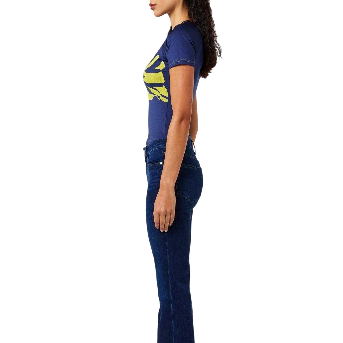 Navy - Side - Sinead Gorey Womens-Ladies Union Jack T-Shirt