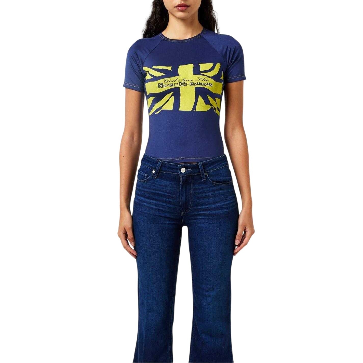 Navy - Lifestyle - Sinead Gorey Womens-Ladies Union Jack T-Shirt