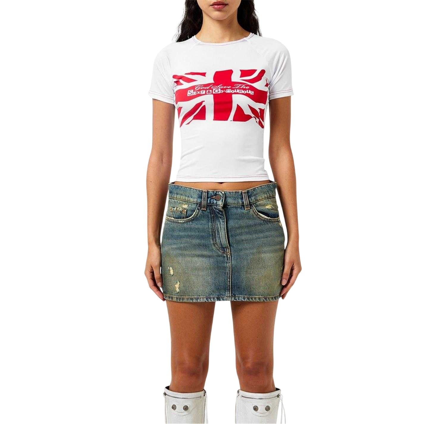 White - Lifestyle - Sinead Gorey Womens-Ladies Union Jack T-Shirt