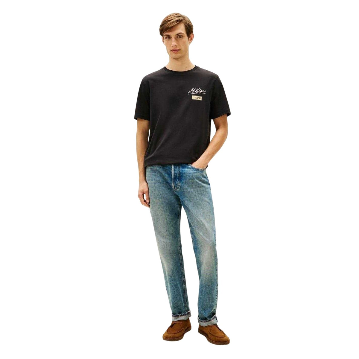 Black - Pack Shot - Tommy Hilfiger Mens Modern Crew Neck T-Shirt