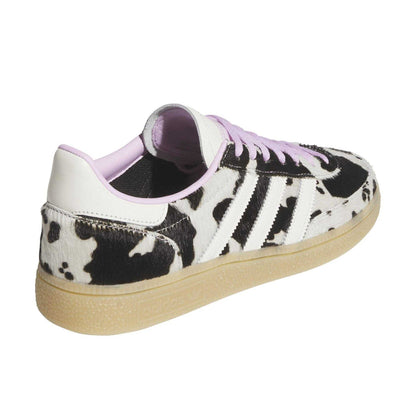 Pink-White-Black - Back - Adidas Womens-Ladies Handball Spezial Cow Print Suede Trainers
