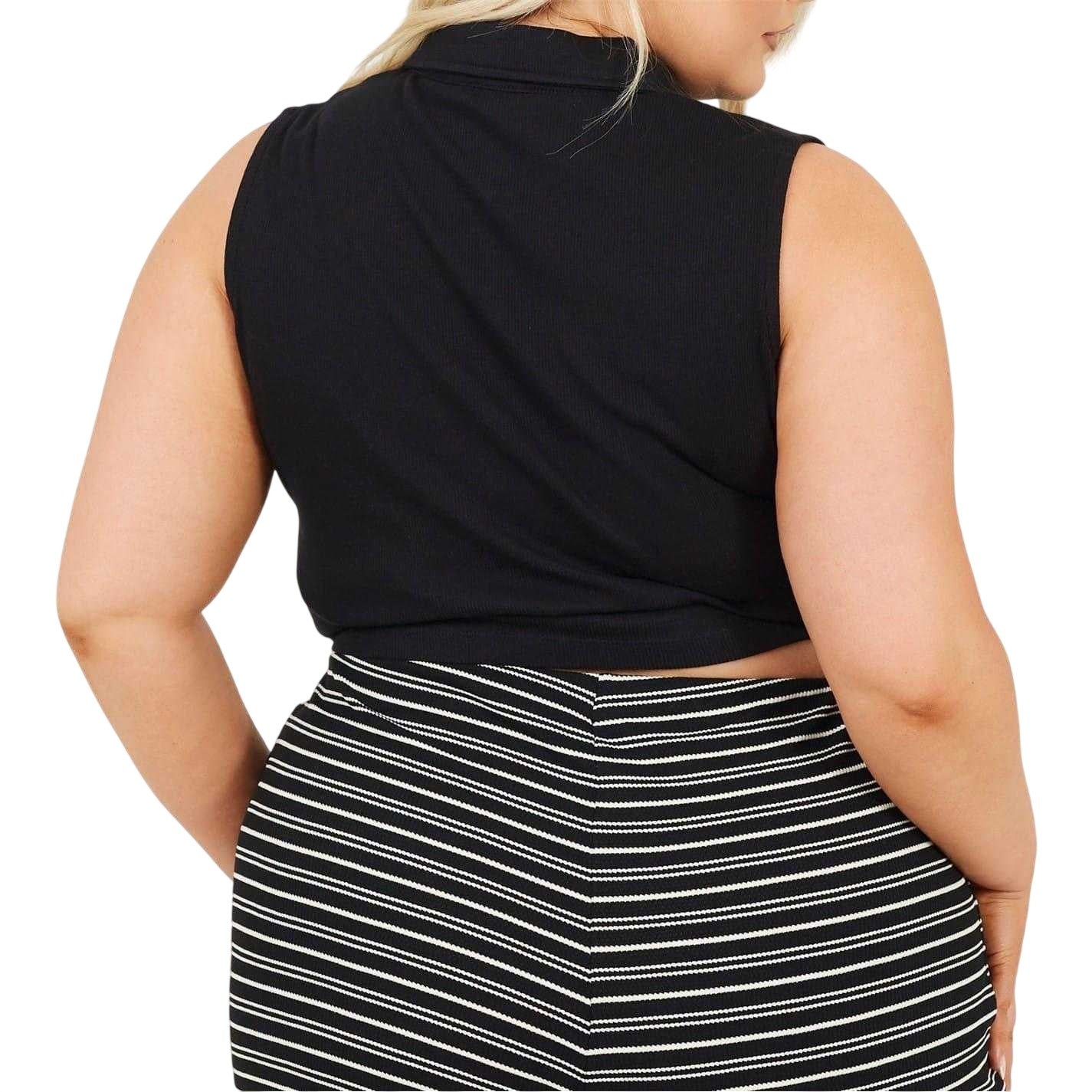 Black - Back - Brave Soul Womens-Ladies Sleeveless Crop Top
