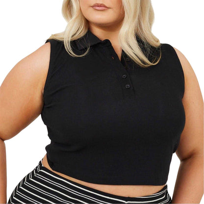 Black - Side - Brave Soul Womens-Ladies Sleeveless Crop Top