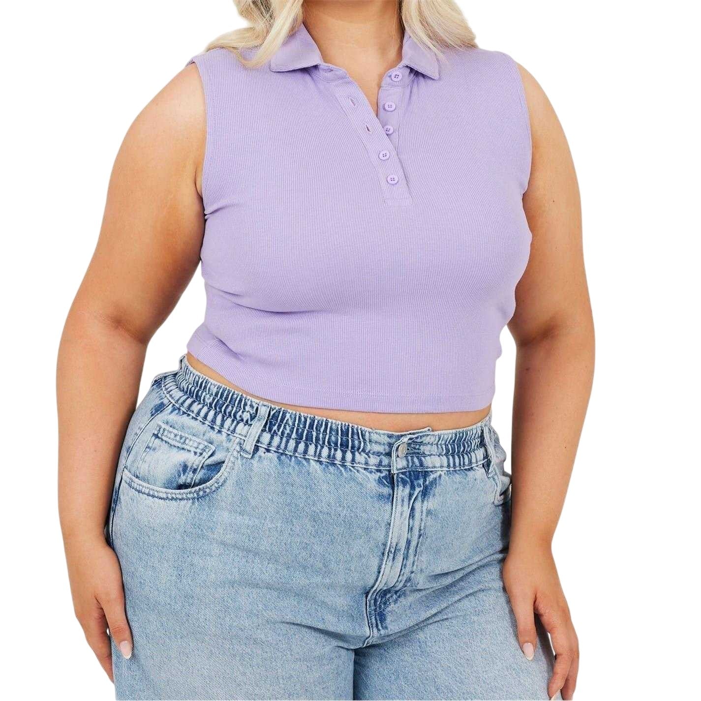 Violet - Front - Brave Soul Womens-Ladies Sleeveless Crop Top