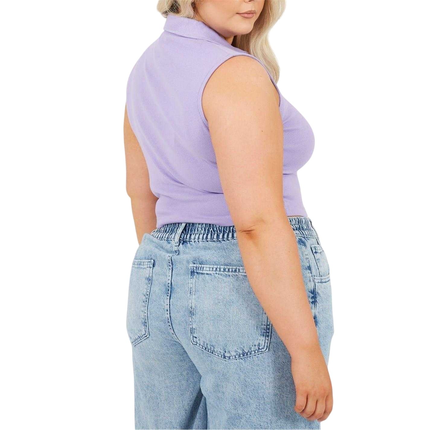 Violet - Back - Brave Soul Womens-Ladies Sleeveless Crop Top