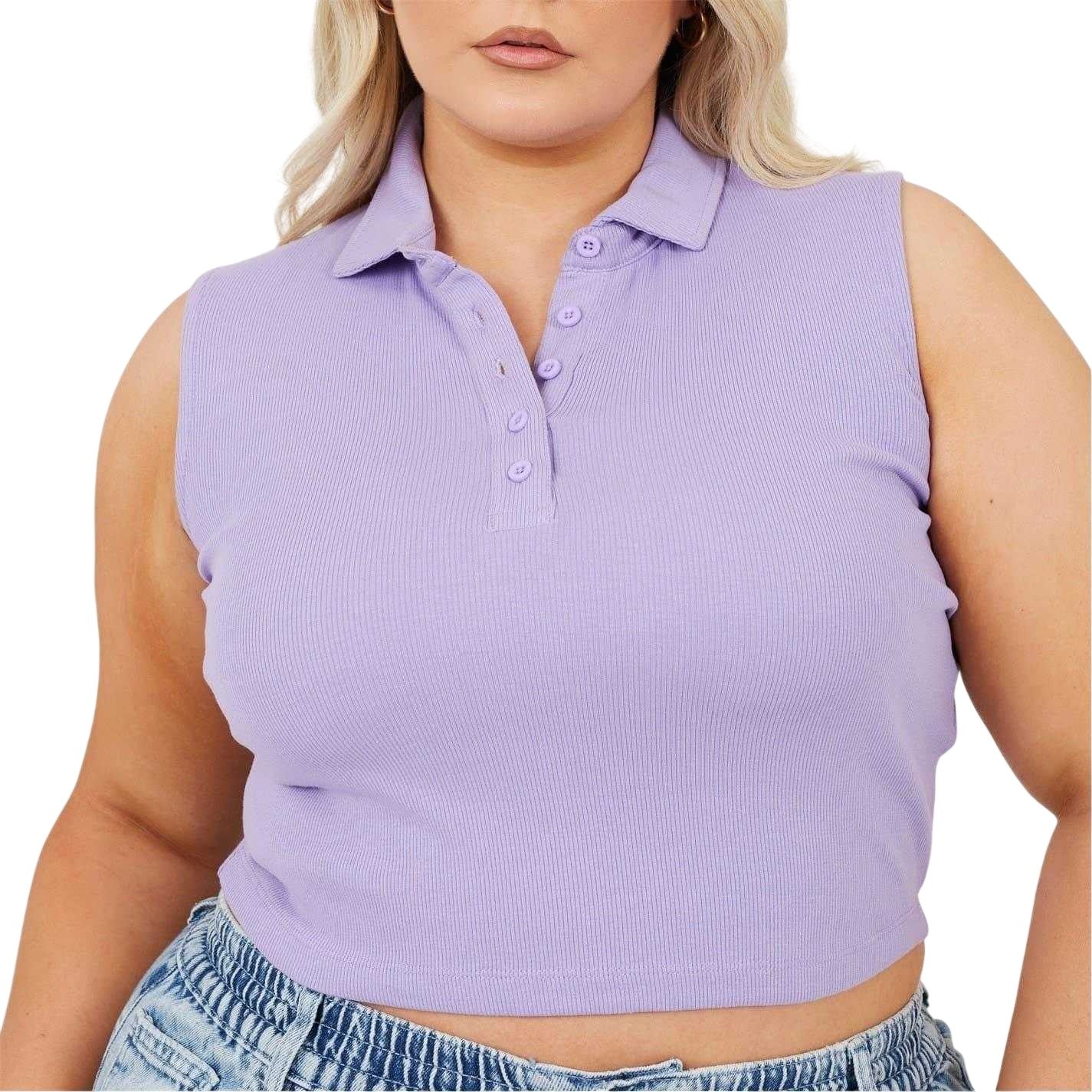 Violet - Side - Brave Soul Womens-Ladies Sleeveless Crop Top