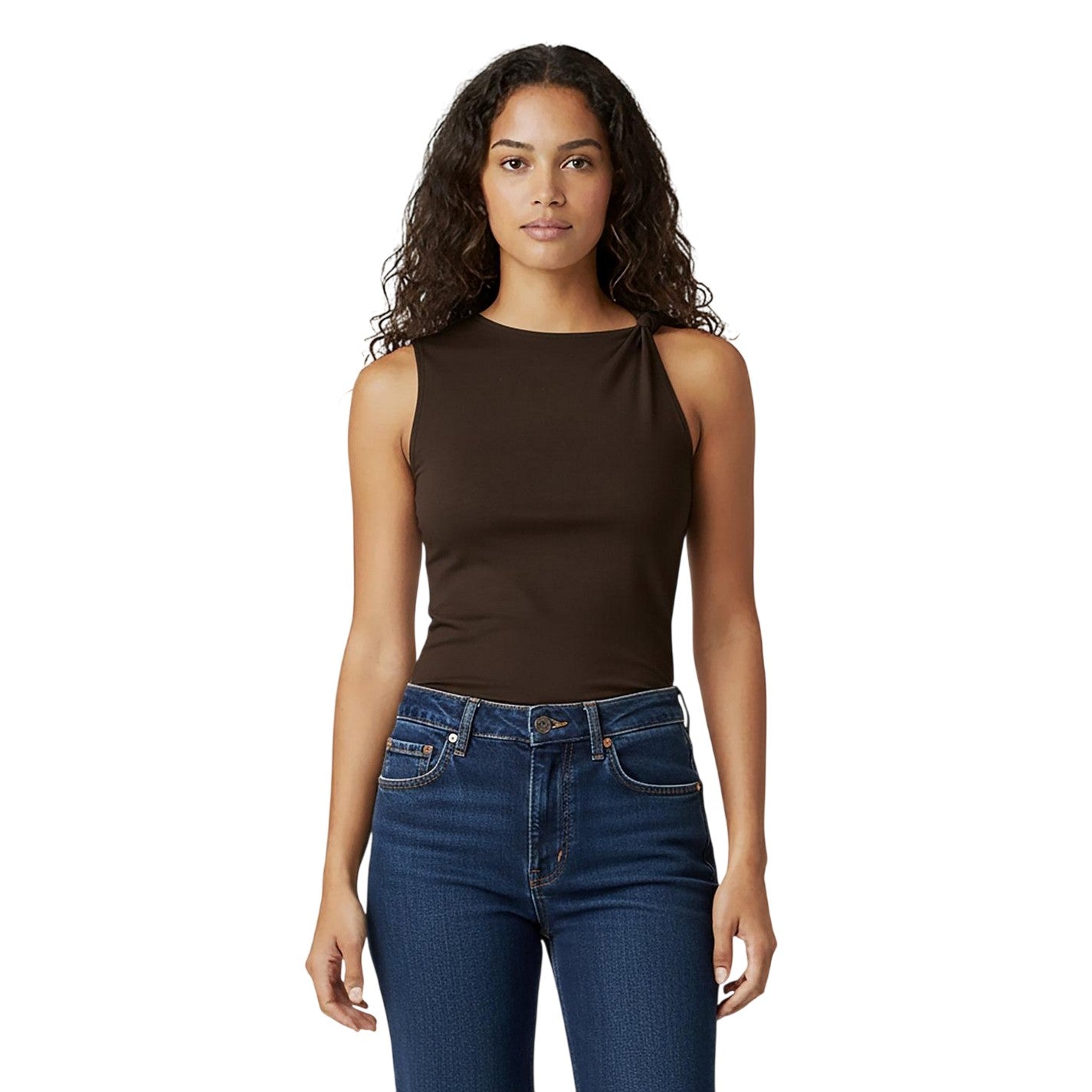 Brown - Side - Jack Wills Womens-Ladies Sleeveless Vest Top