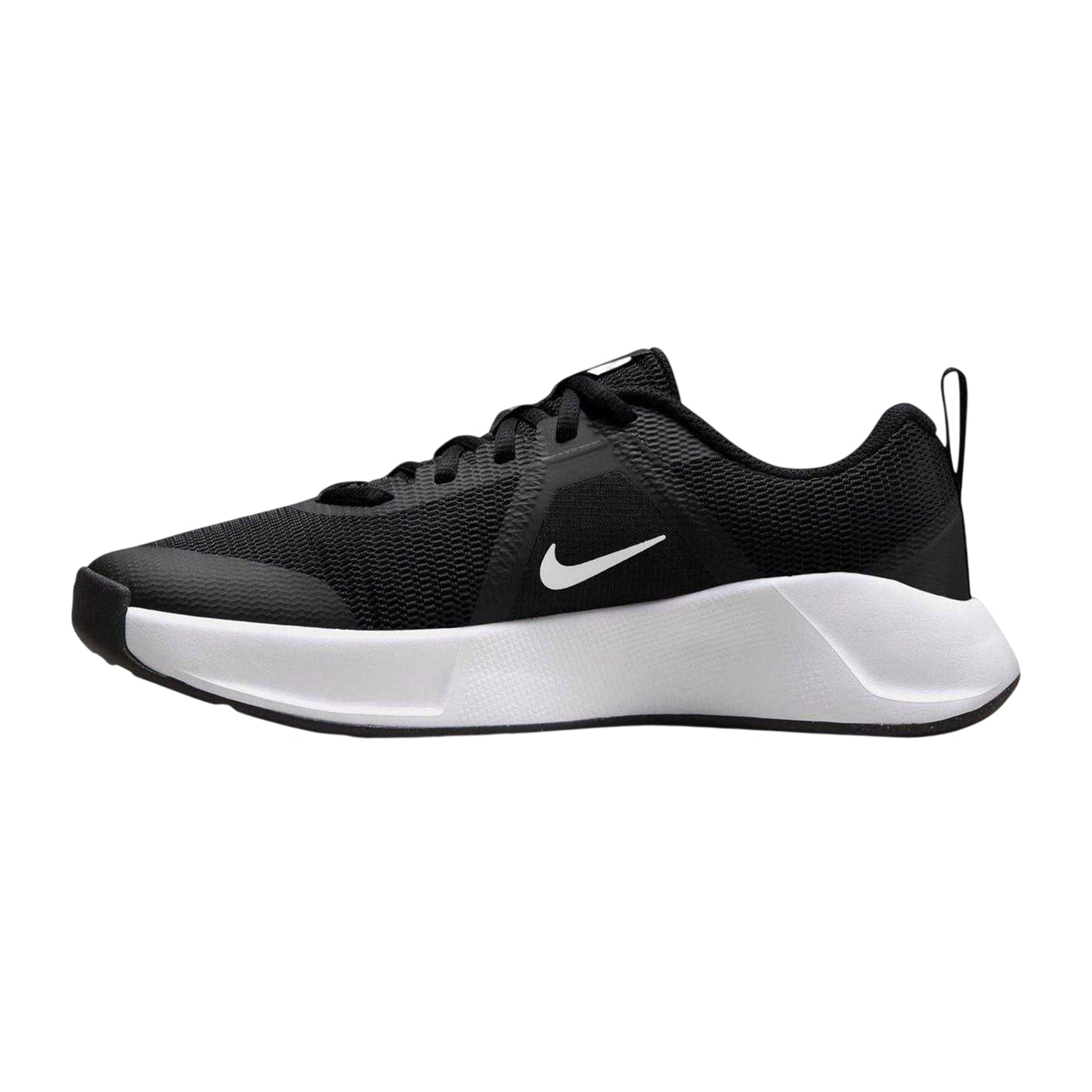 Black-White - Side - Nike Womens-Ladies Leather Flat Heel Flat Trainers