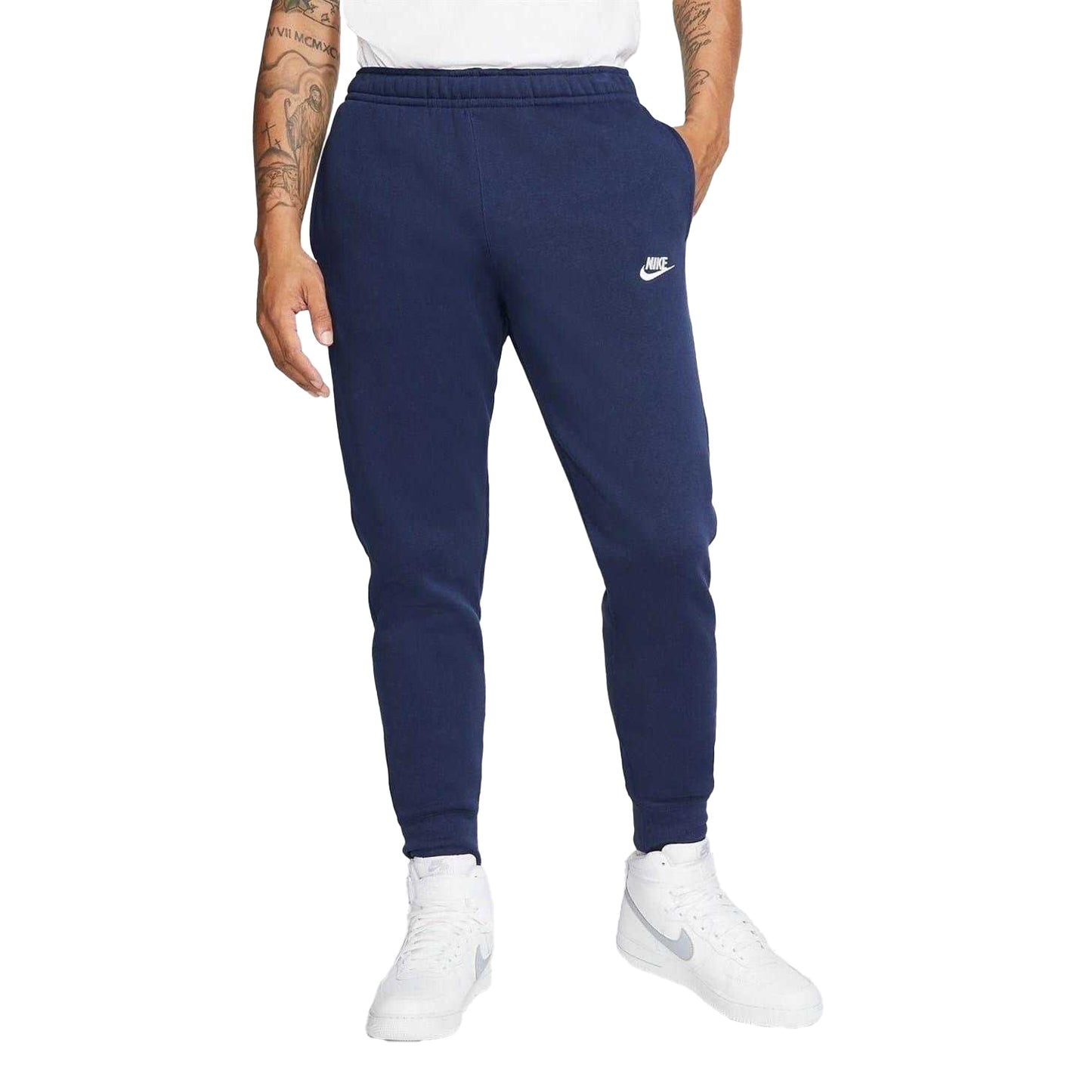 Navy - Side - Nike Mens Sportswear Club Fleece Jogging Bottoms