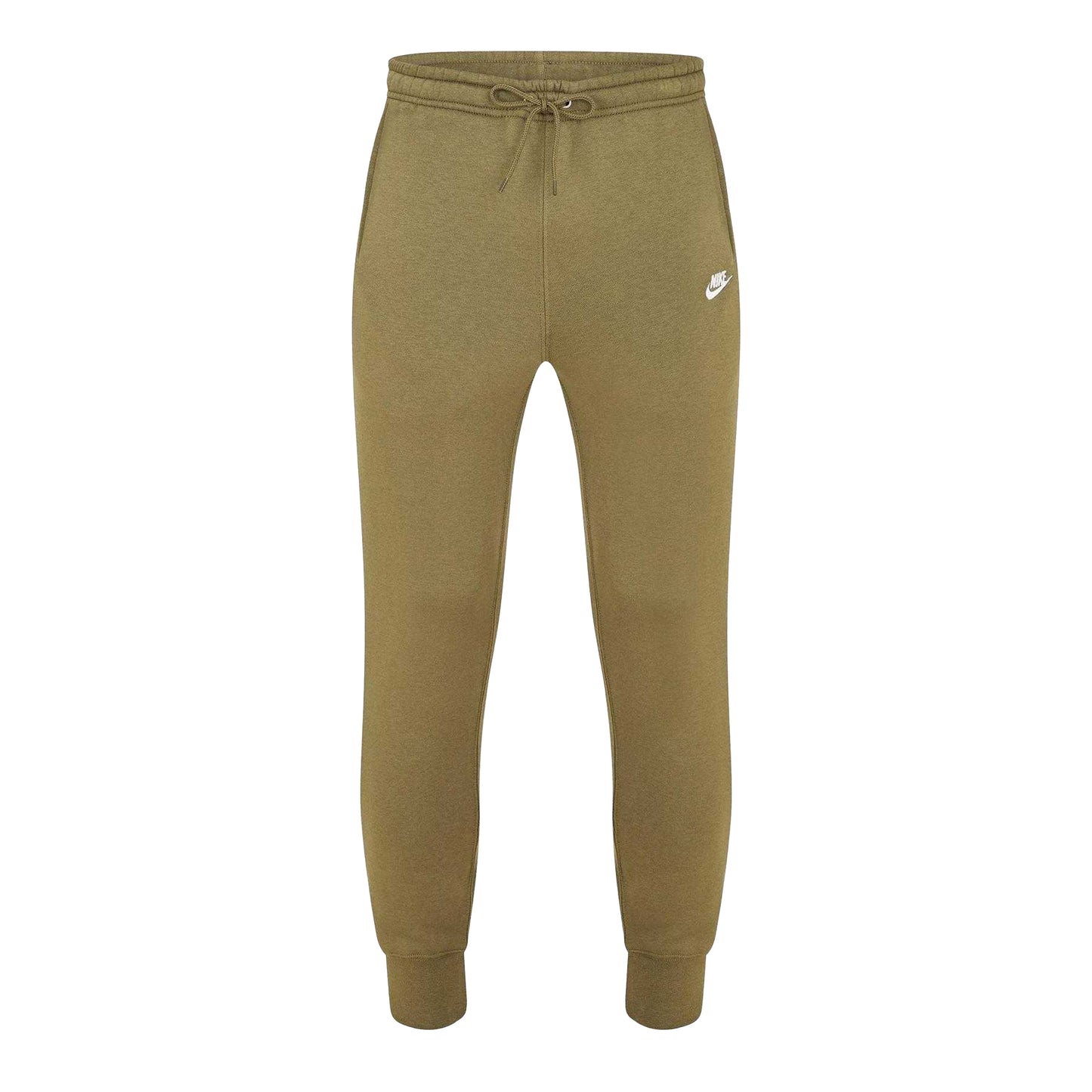 Olive-White - Front - Nike Mens Sportswear Club Fleece Jogging Bottoms