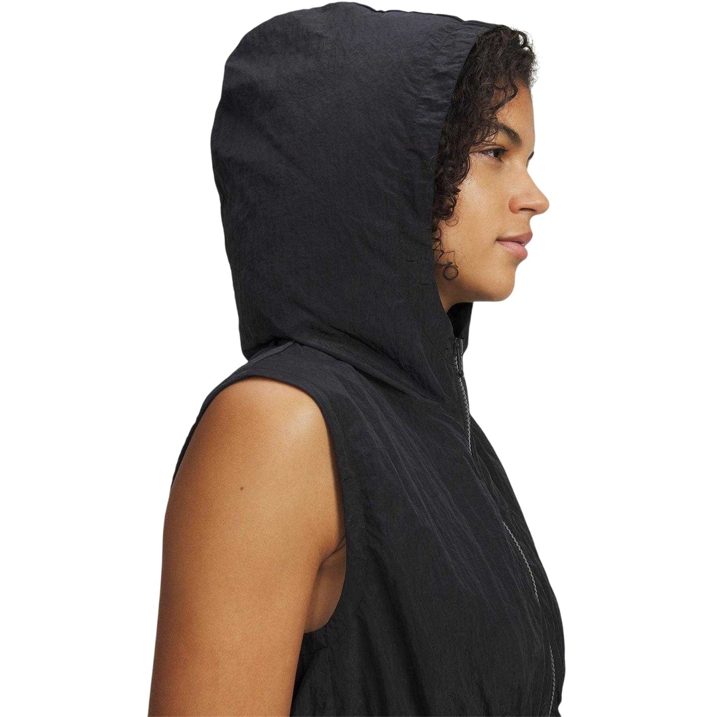 Black-White - Side - Under Armour Womens-Ladies Rival Woven Vest Top