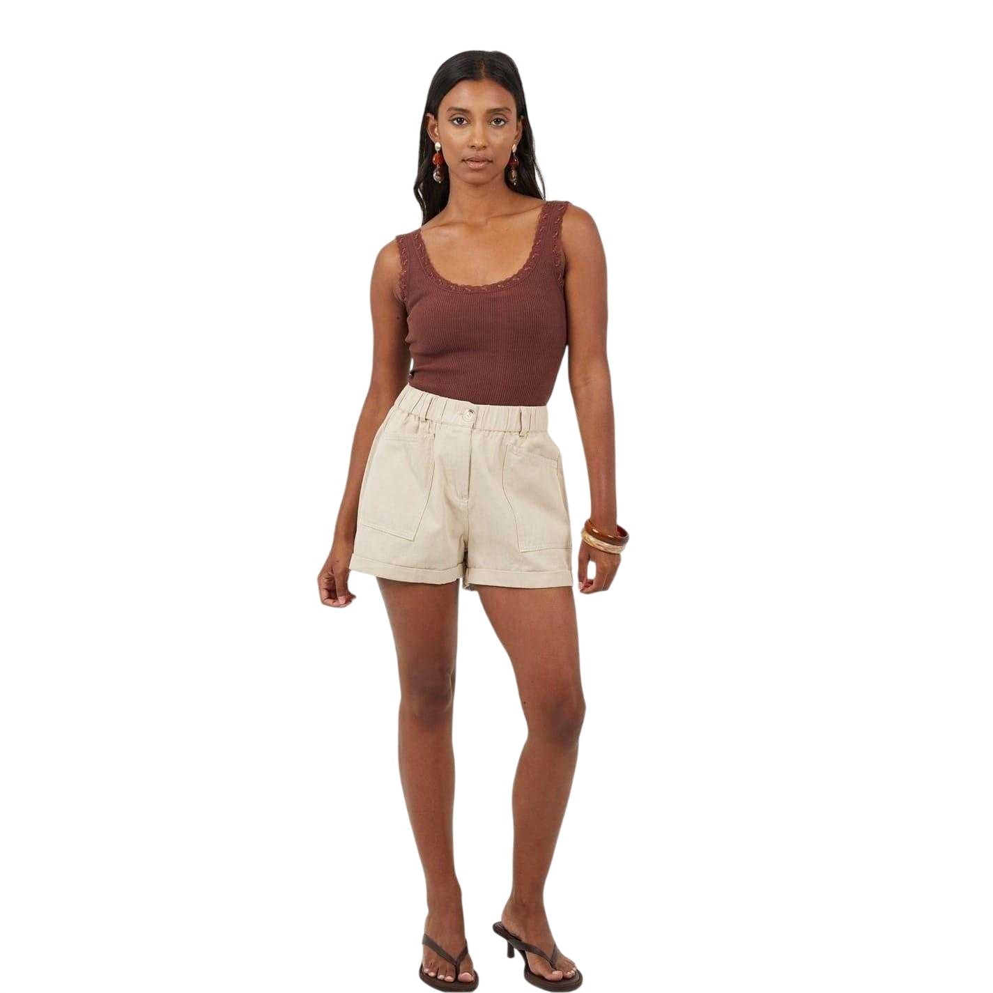 Chocolate - Lifestyle - Brave Soul Womens-Ladies Lace Trim Ribbed Bodysuit