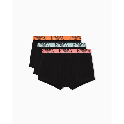 Black-Multicoloured - Front - Emporio Armani Mens Core Logo Underwear (Pack of 3)