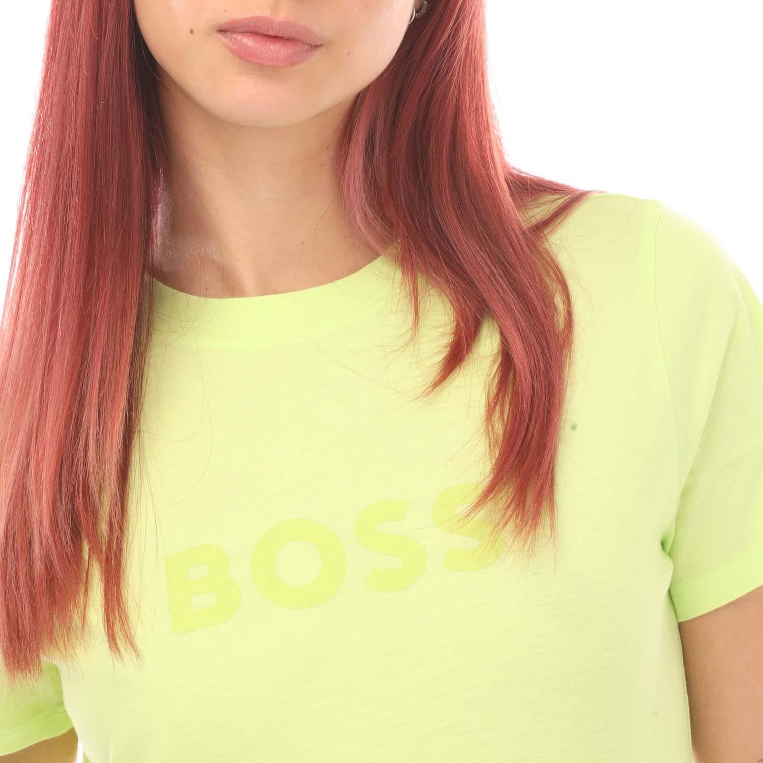 Green - Side - Boss Womens-Ladies Elogo Jersey T-Shirt