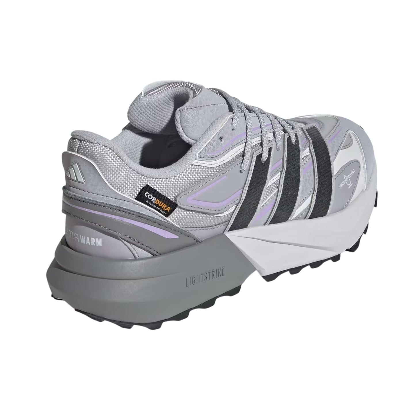 Grey-Plum - Back - Adidas Womens-Ladies Lightblaze Leather Lace Up Trainers